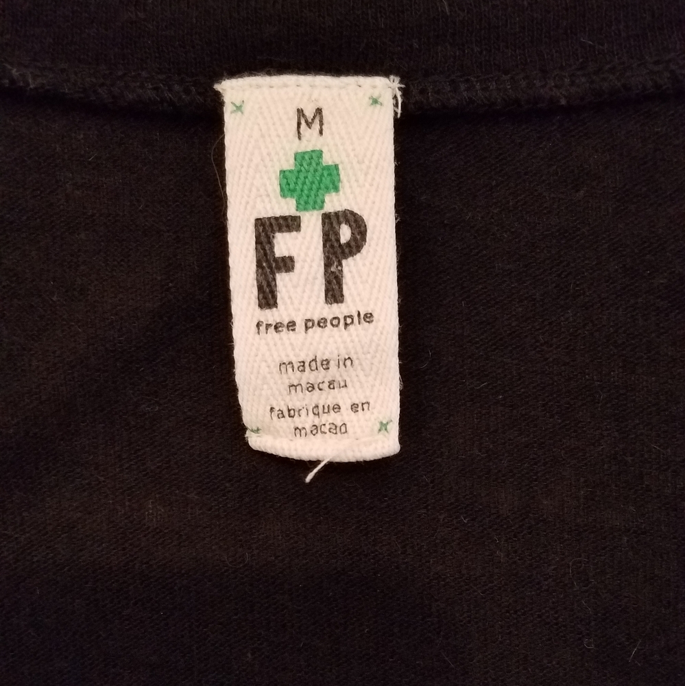 Free People Deep VNeck Long Sleeve Top Black {Med} - Picture 3 of 11
